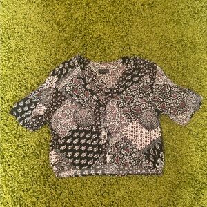 Topshop button-up cropped tunic